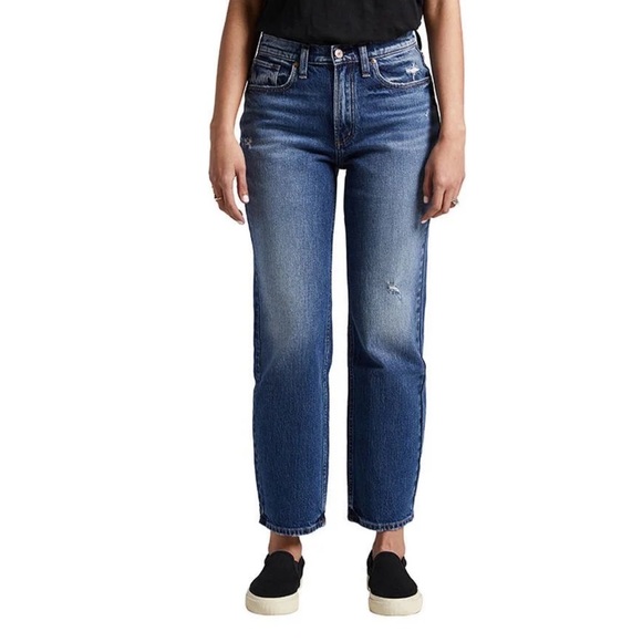 Silver NWT Frisco High Rise Straight Leg Cropped Distressed Jeans 30 10 - Picture 2 of 10